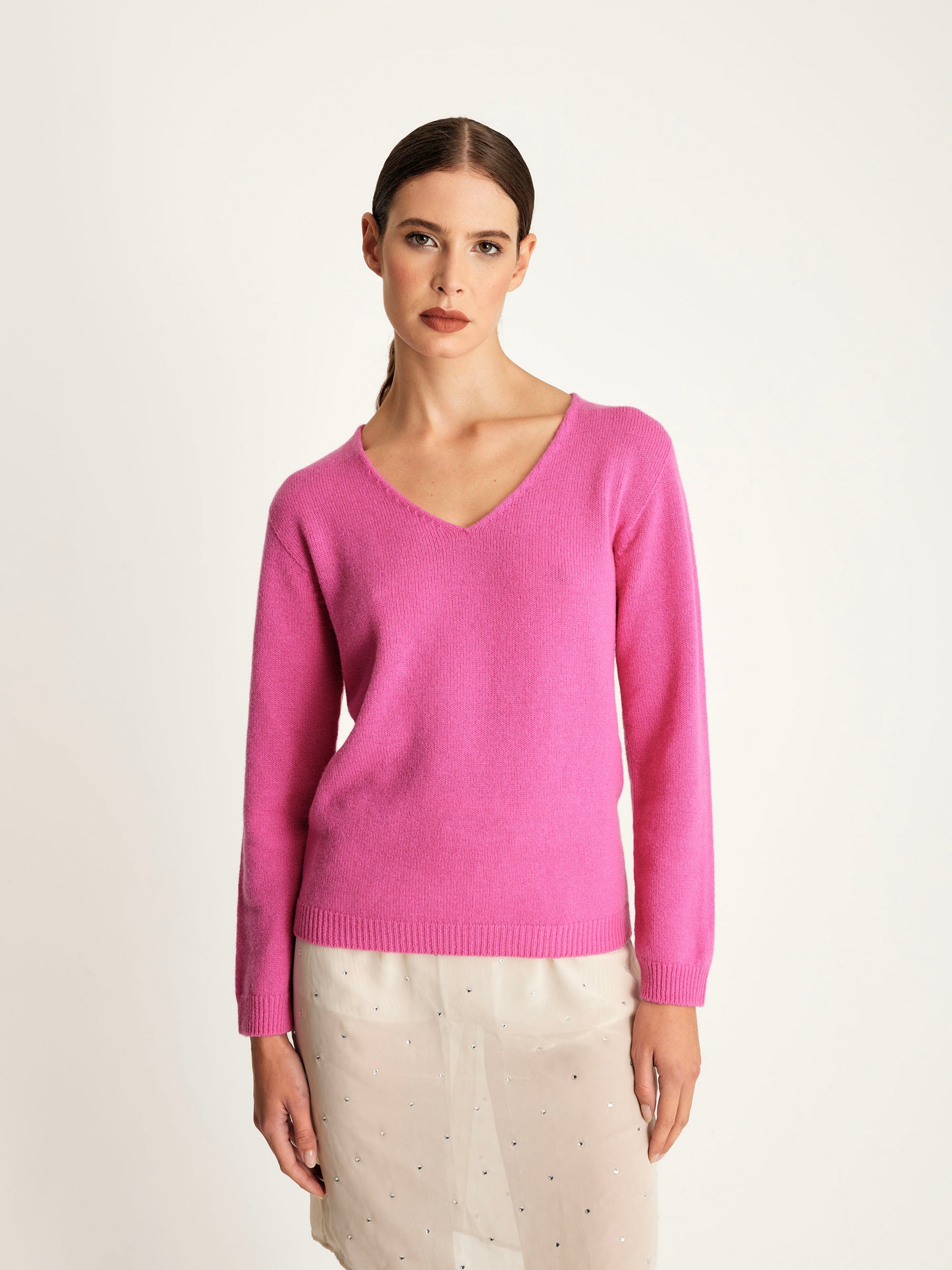 Scollo V basic in Lana e Cashmere