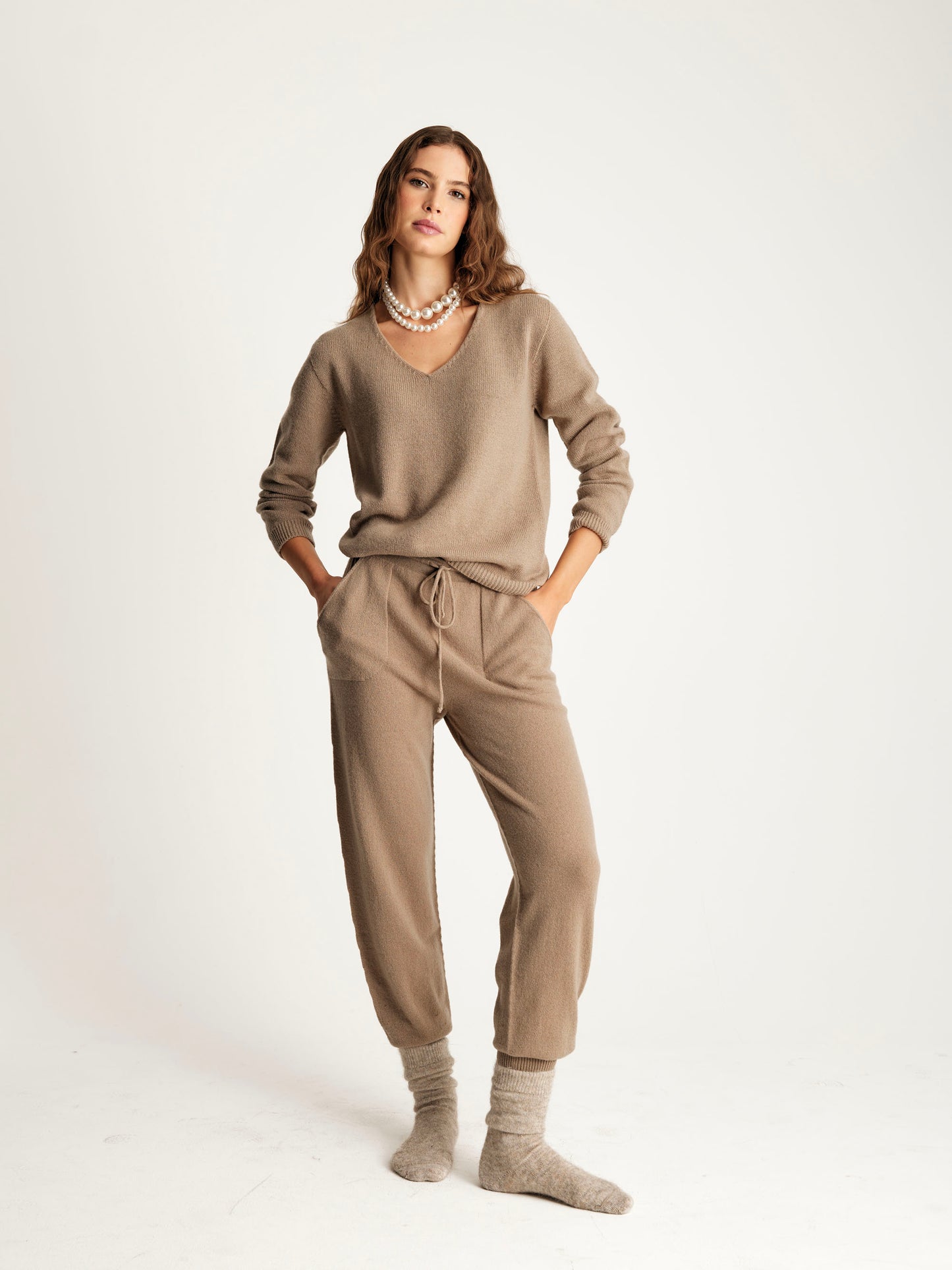 Scollo V basic in Lana e Cashmere