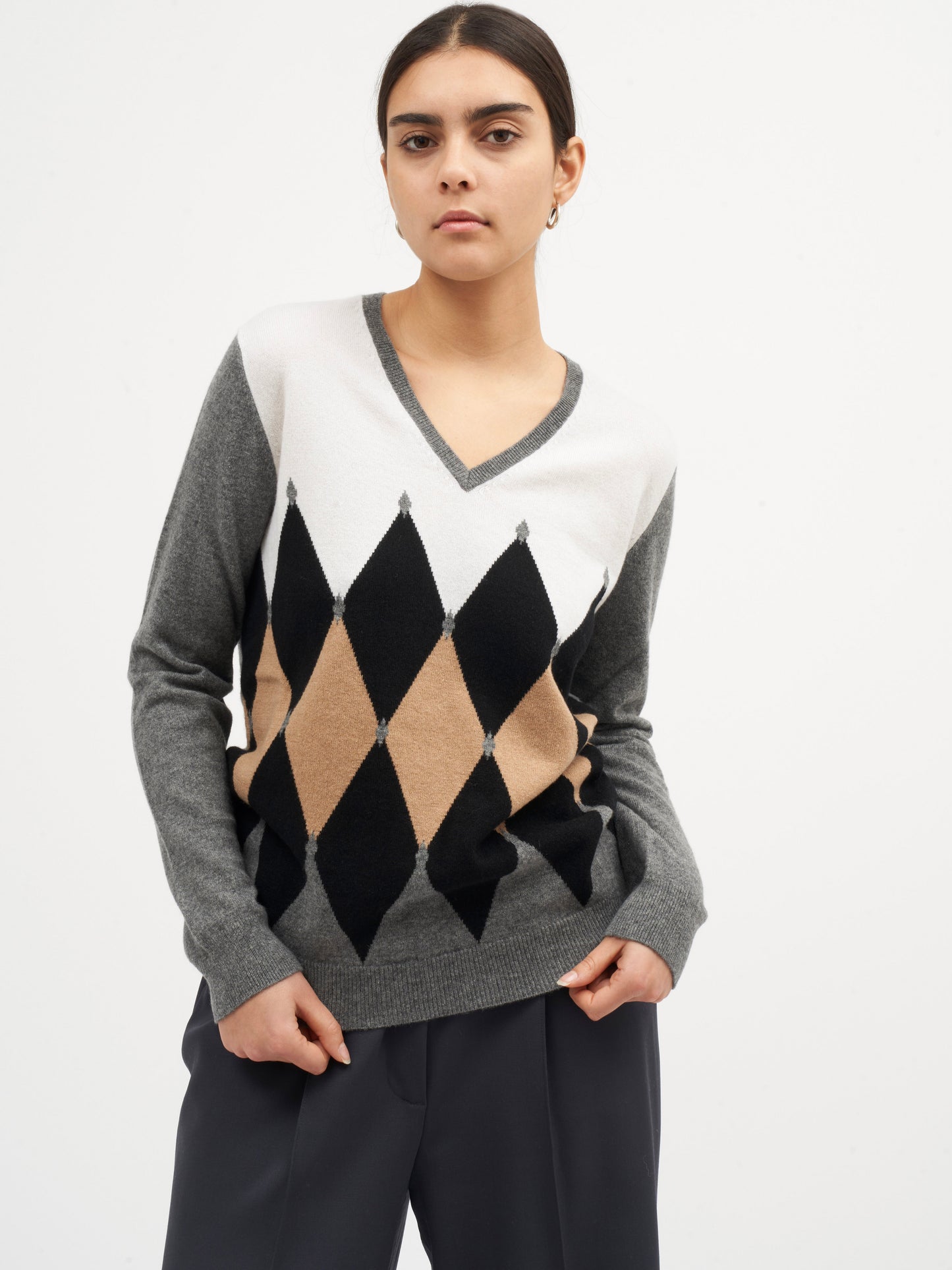 Scollo V Rombi 100% Cashmere