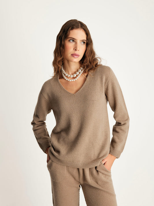 Scollo V basic in Lana e Cashmere